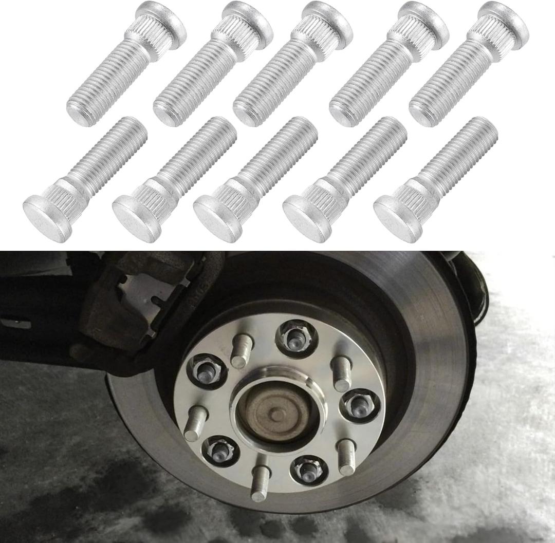 10PCS Car Wheel Studs, Wheel Hub Bolts, 49mm Long & M12x1.5 Steel Lug Bolts, Extended Tire Studs Car Accessories Compatible with Toyota Chevy Lexus Scion Pontiac OEM#610-266 90942-02049 (10PCS)
