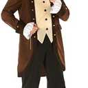 Morph Benjamin Franklin Costume With Wig Founding Fathers Costume Adult Colonial Outfit Men Ben Franklin Outfit Men 2XL
