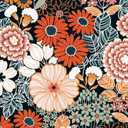 Floral Wallpaper Peel and Stick Boho Wall Paper Removable Waterproof Orange/Green/Red Contact Paper for Bedroom, Bathroom, Home Wall 17.3" x 236.3"