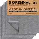 SUPERSCANDI 6 Pack Swedish Dishcloths for Kitchen - 100% Biodegradable & Compostable Reusable Paper Towels Washable, Food-Safe & Without Plastic - Dish Rags Suitable for Any Surface, Grey
