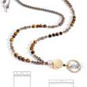 BettDecor Lanyards for ID Badges and Keys,Natural Stone Beaded Teacher Lanyard for Women,Retractable Lanyard with ID Holder Cute Lanyards for Teachers（Brown）