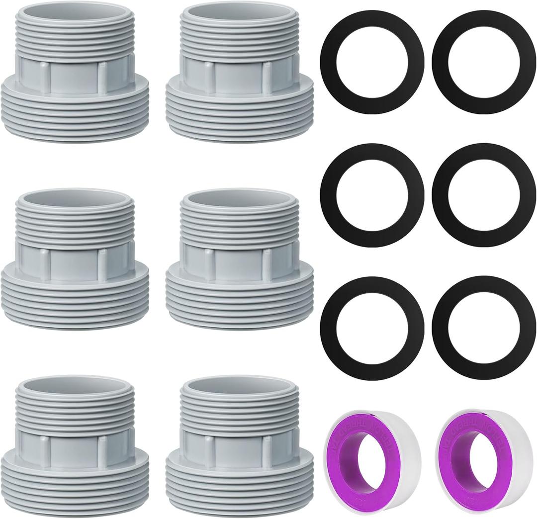 Dreyoo 6 Pack Pool Filter Hose Conversion Kit Compatible with Intex Pools Filter Pump, Hose Conversion Adapters Connects 40mm Hoses to Standard 1 1/4'' or 1 1/2'' Filter Ports, As Picture Shown