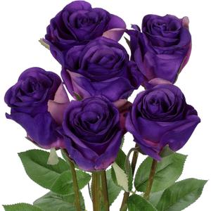 Briful Purple Artificial Roses 6PCS 18.9" Silk Rose Flowers with Long Stems Realistic Faux Rose Bouquet for DIY Wedding Arrangements Table Vase Centerpieces Home Event Decor