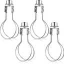 Honoson 4 Pcs Bulb Lamp Shade Light Bulb Clip Adapter Includes Finial and Lampshade Levellers for Replacement (Silver)