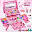 Kids Makeup Sets for Girls Toys - Washable Makeup for Kids with Mirror, Real Dressing Table with Stand, Princess Play Makeup Kit Perfect for 3 4 5 6 7 8-12 Year Old Girls Birthday & Christmas (Pink)