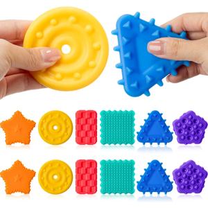12 Pcs Sensory Worry Stones Textured Anxiety Stones Sensory Tools for Adults Stress Relief Items Autism Gift (Geometric)
