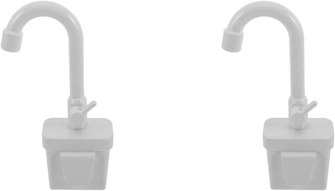 ERINGOGO 2Pcs Kitchen Sink Faucet Kids Toy Replacement for Pretend Play Sinks with Running Water Faucet Toy Dishwasher Toys Play Kitchen Accessories Grey
