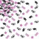 ShuanQ 120pcs Congrats Grad Confetti - Class of 2025 Graduation Party Sign - High School College Graduation Party Table Decoration Scatters - Black & Pink Glitter Glitter