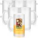Mifoci 6 Pcs Sublimation Blank Beer Mugs Personalized Tazas Para Present 16 oz Frosted Beer Glass Cups Can Add Photo Text or Images on Gift for Husband Dad Men Groomsmen Wedding Oktoberfest