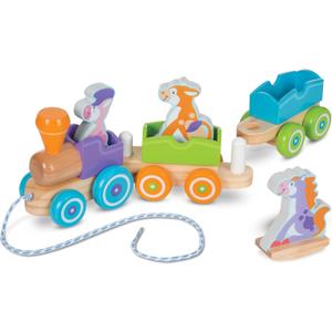 Melissa & Doug First Play Wooden Rocking Farm Animals Pull Train