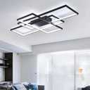 GEADI 35.4" Modern LED Ceiling Light, Dimmable Flush Mount Ceiling Lights with Remote Control, Black 3 Rectangular Light Fixtures for Kitchen Bedroom Dining Room(3000-6500K)