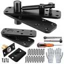 TopDirect Thicker Hidden Door Hinge, 570 LBS Load-Bearing Heavy Duty Pivot Door Hinges, Black Murphy Door Hinge Hardware Kit 360°Rotation, Swinging Hinges for Secret Door Hidden Bookcase