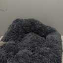 WESTERN HOME WH Calming Dog & Cat Donut Cuddler, Anti-Anxiety Warming Cozy Soft Round Bed, Fluffy Faux Fur Plush Cushion for Small Medium Dogs and Cats (24'') (Navy Grey)