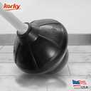 Korky Gray Toilet Plunger and Holder – Heavy Duty Compact Design – Fast Clog Removal – Easy to Clean - Made in USA