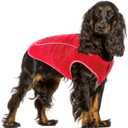 Insulated Fleece Sweater for Dogs | Lightweight Warm Dog Vest | Zipper Port for Harness | Cold Weather Winter Jacket | Rain Snow Repellant Coat | Adjustable for Small Medium Large Girl Dogs (Red/M)