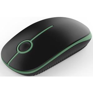VssoPlor Wireless Mouse, 2.4G Slim Portable Computer Laptop Mouse with Nano Receiver Quiet Silent Optical Mice for Notebook, PC, Laptop, Computer-Black and Green