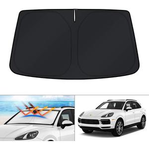 KUST Custom Fit Windshield Sun Shade for 2019-2025 Porsche Cayenne Accessories Sunshade Foldable Window Sun Visor Protector Blocks UV Rays Keep Your Car Cooler