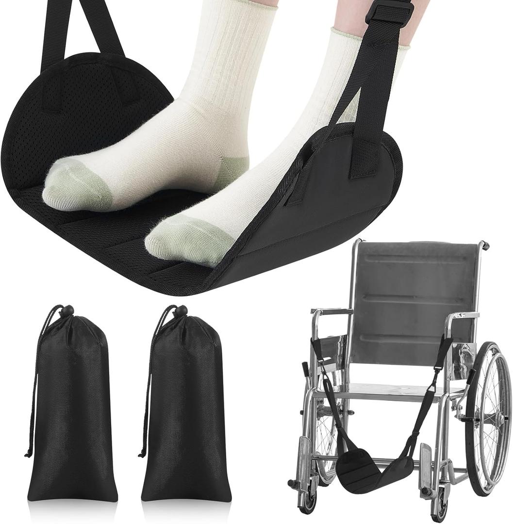 2 Pcs Wheelchair Leg Rest Footrest Hammock Adjustable Footrest Hanging Foot Sling Wheelchair Accessories for Foot Rest Replacement (Black)