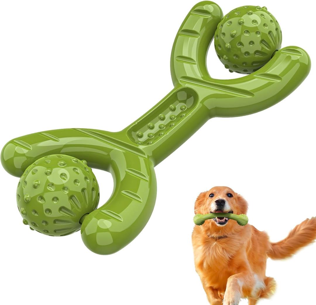 Indestructible Dog Toys for Aggressive Chewers, Heavy Duty Chew Proof Toys for Large Dogs, Durable Interactive Chew Toys for Adult Dogs with Anxiety Relief (Green)
