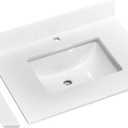 EQLOO 24" x 22" Vanity Top, Quartz Vanity Sink Top in Pure White, with One Sidesplash & One Backsplash, with Undermounted Rectangular Sink, Single Faucet Hole for Vanity Top with Sink