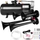 180db Air horn with 0.8 gallon Air Compressor, Super loud train horn kit with 150 PSI Air Tank for Truck, Jeep,Pickup,SUV (Black truck horn kit)