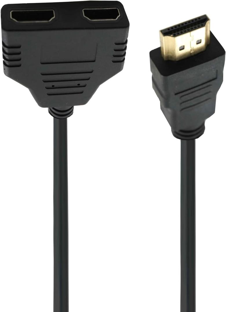 HDMI Splitter 1 into 2 Out Adapter Cable-HDMI Male 1080P to Dual 1 to 2 Way for HD, LCD, TV (Does not Support Ports at The Same time)