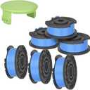 String Trimmer Line Spool - Single Line Auto-Feed Replacement Trimmer Line Spool for Greenworks, 6 Spools & 1 Cap