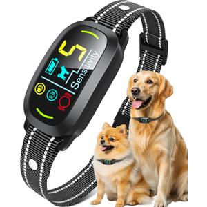 Smart AI Bark Collar for Large Medium Small Dogs, Anti Barking Device with 5 Training Modes, Exclusive Forced Bark-Stopping, Rechargeable IP67 Waterproof Bark Collar with 5 Sensitivity (Black)