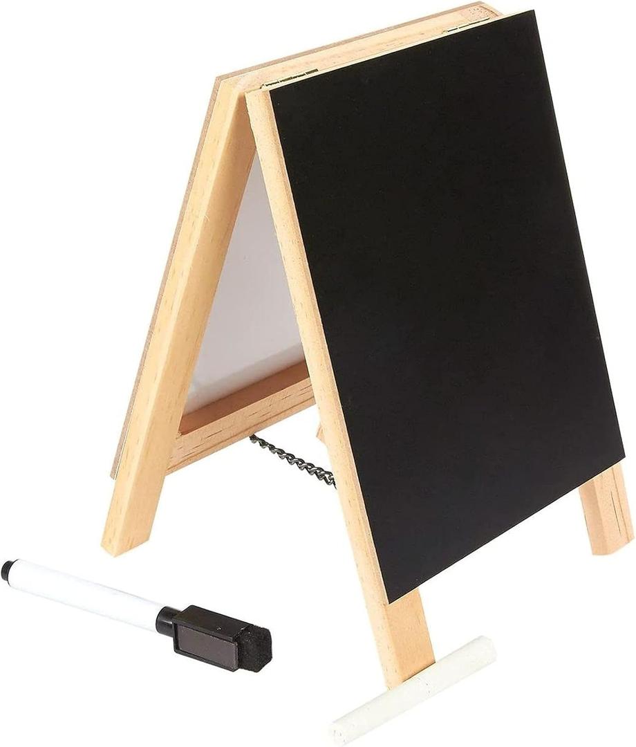 Juvale Small Double Sided Easel, Black Chalkboard & White Dry Erase Boards (5.5 x 7.8 x 1 in) - Chalkboard Signs, 2 Pack