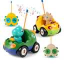MagicKidz Dinosaur RC Car for Kids - 2-Pack Remote Control Dino Toy Cars for Boys Toddlers Ages 18+ Months, 2 3 4 5 Year Old, Birthday Gifts with Lights and Music
