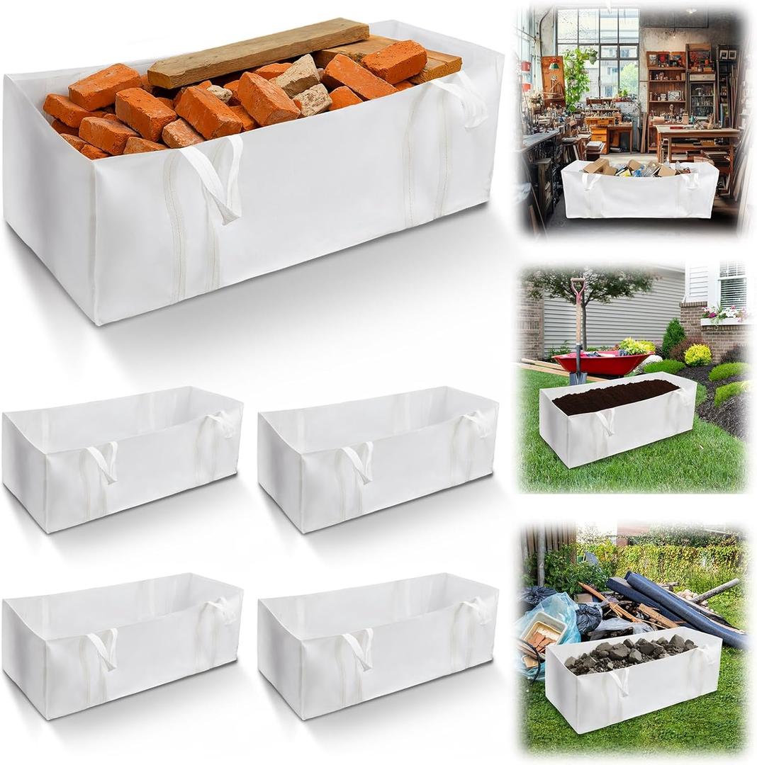 Honoson Dumpster Bag Reusable Yard Waste Bags Foldable Yard Waste Container Trash Bag for Trash Management Multiple Times Use During Renovations Can Hold Up to 3, 500 lbs(5Pcs,94 Inches)