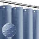 Gibelle Moonlight Blue Shower Curtain, Waffle Weave Textured Fabric Shower Curtain for Bathroom - Soft Cloth & Hotel Spa Luxury, Water Repellent, Machine Washable, 72X72, Moonlight Blue