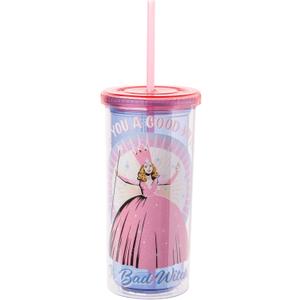 Silver Buffalo The Wizard of Oz Featuring Glinda “Are You a Good Witch or a Bad Witch” Plastic Tall Cold Cup with Lid and Straw, 20 Ounces