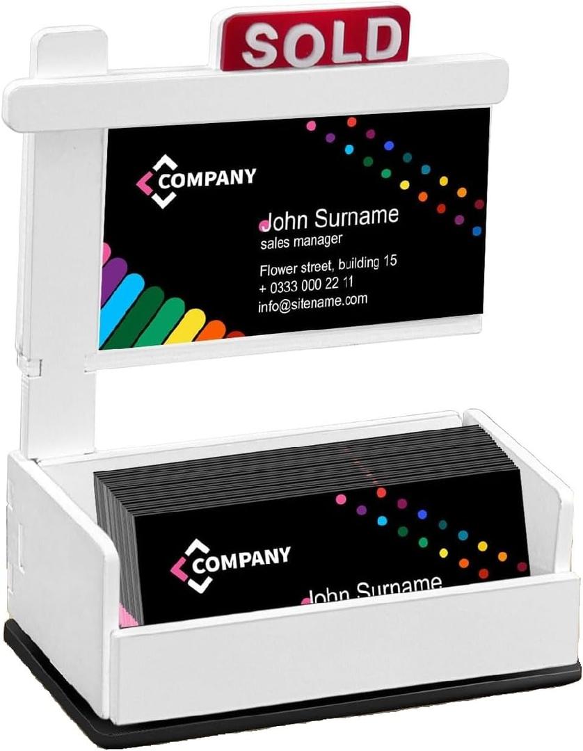 Business Card Display Rack, Real Estate Business Card Holder, Wooden Real Estate Agent Supplies Card Holder, Can Accommodate 3.5 x 2 inch Business Cards