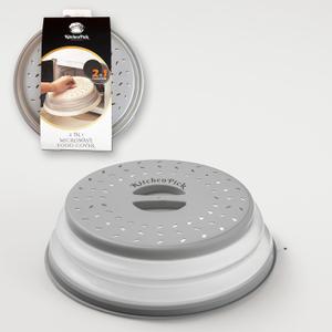 Microwave Splatter Cover for Food, Large (Charcoal), microwave cover, Microwave Plate & Dish Cover with Handle, Food Covers, Plate Covers for Food (Grey)