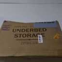 Bamboo Under Bed Storage Containers- Underbed Organizer with Wheels with Large Dust Bag,Sturdy Wood Rolling Under the Bed Shoe Storage Organizer Drawer 2 Packs (White, Long)