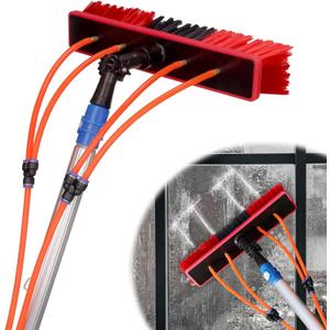 Water Fed Pole Kit 35 FT Adjustable Solar Panel Cleaning Kit Cleaner Tool for Window Glass Roof Outdoor Glass Brush Window Washing Equipment (35ft)
