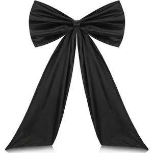 Christmas Big Bow Decorations 27 x 42 Inch Large Valentine Tree Topper Decorations Giant Valentine's Day Tree Toppers Bows Decor Birthday Coquette Party Wedding Backdrop Satin Ornaments(Black)