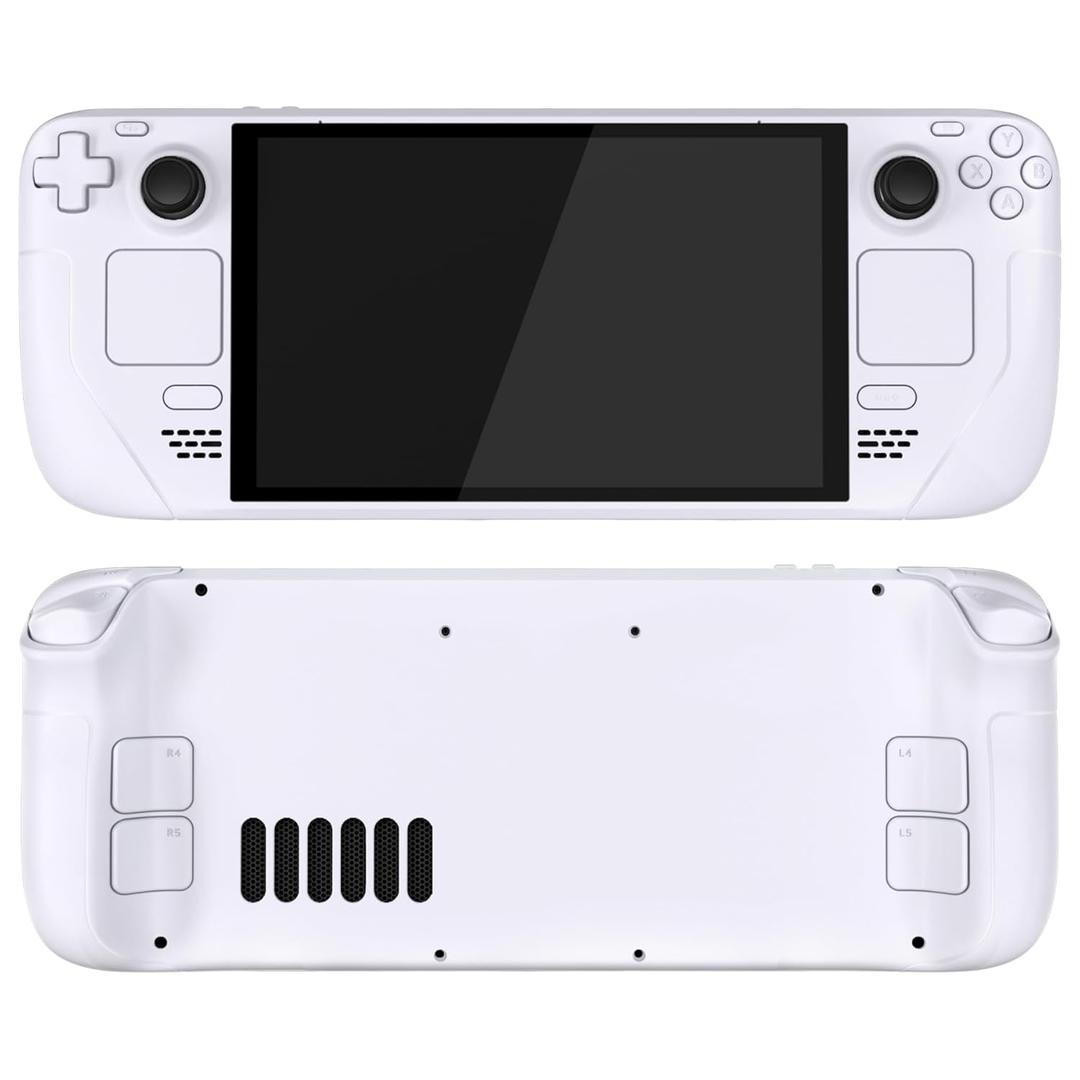 eXtremeRate Replacement Full Set Housing Shell with Buttons for Steam Deck OLED, Custom DIY White Faceplate Back Plate Trackpad Case for Steam Deck OLED Console - Without Console