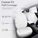 Tesla Model Y Seat Covers 2025 2026 Juniper, Custom Fit Full Coverage Waterproof Nappa Leather Car Seat Cover Set Accessories, Airbag Compatible(White)