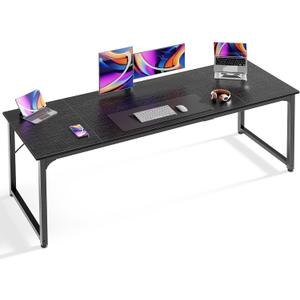 Huuger Computer Desk, 70 Inch Office Desk, Gaming Desk with Storage, Writing Desk Work Desk for Home Office, Study, Long Simple Desk, Large Legroom, Metal Frame, Black