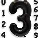 AULE 40 Inch Big Black 3 Balloon Number Large Foil Helium Number Balloons 0-9 Jumbo Giant Happy 3rd Birthday Party Decorations for Boy or Girl Huge Mylar Anniversary Party Supplies