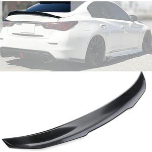 Rear Spoiler Trunk Wing Fit for Infiniti Q50 Q50S 2014 2015 2016 2017 2018 2019 2020 2021 2022 2023 2024 High Kick Duckbill Trunk Lid ABS Spoiler (Carbon Fiber Pattern)