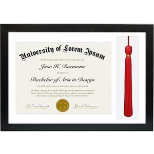 Americanflat 11x16 Graduation Frame - Shatter-Resistant Glass - Fits 8.5x11 Diplomas with Tassel Opening - Engineered Wood Diploma Frame with Tassel Holder for Wall Display - Black