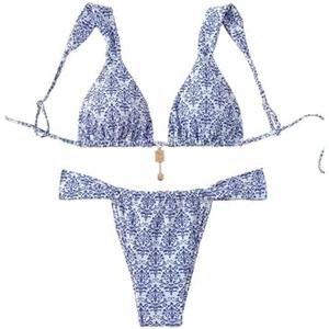 RoseSeek Women's 2 Piece Leopard Floral Bathing Suit Wireless Triangle Swimsuit High Waisted Bikini Sets, S