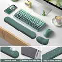 Wrist Rest for Keyboard and Mouse Pad, Ergonomic Memory Foam Keyboard Wrist Rest Set, Luxe Leather, Non-Slip Desk Accessories for Office and Home (Green)