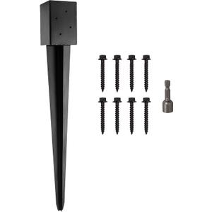 4x4 Fence Post Anchor Ground Spike 36 Length Metal Black Powder Coated  Mailbox Post Anchors  Fit 3.5x3.5 Lumber (1, Black)