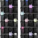 2 Pcs Over The Door Water Bottle Organizer for Stanley, Multi-Functional 24 Pockets Water Bottle Organizer for Door, Foldable Wall-Mounted Design, Over The Door Cup Holder for Kitchens and RV