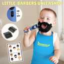 Barber Shop Pretend Play Toy, Kids Hair Salon Toys, Kids Shaving Kit for Boys Ages 3+ with Blow Dryer, Electric Shaver Toys, Tool Bag and Stylist Shave Barber Accessories for Role Play (Black), Child-size