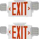 Exit Signs with Emergency Lights, Adjustable Double Head - Hardwired with Battery Backup for Business, AC 120-277V, UL924 & ETL Certified, Wall/Ceiling Mount 2-Pack